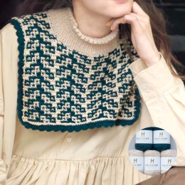 Mosaic pattern neck sweater set